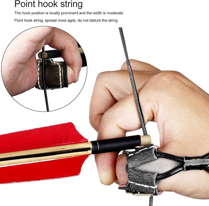 DEWIN Archery Thumb Ring Handmade Brass Leather Finger Guard Adjustable Traditional Thumb Ring Mongolian Finger Protector for Traditional Bow Shooting (Black) - Image 5